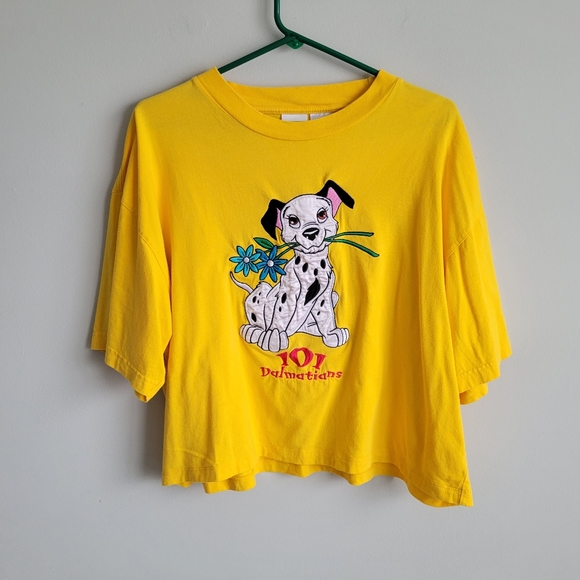 Vintage Cropped Embroidered Disney 101 Dalmatians T-Shirt - Picture 1 of 5
